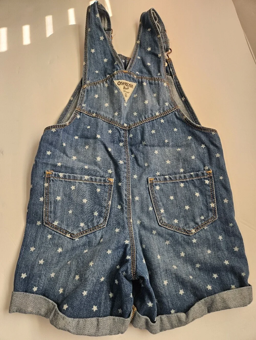 Fourth Of July OshKosh B'gosh 3T Denim Star Print Shortalls Adjustable Straps